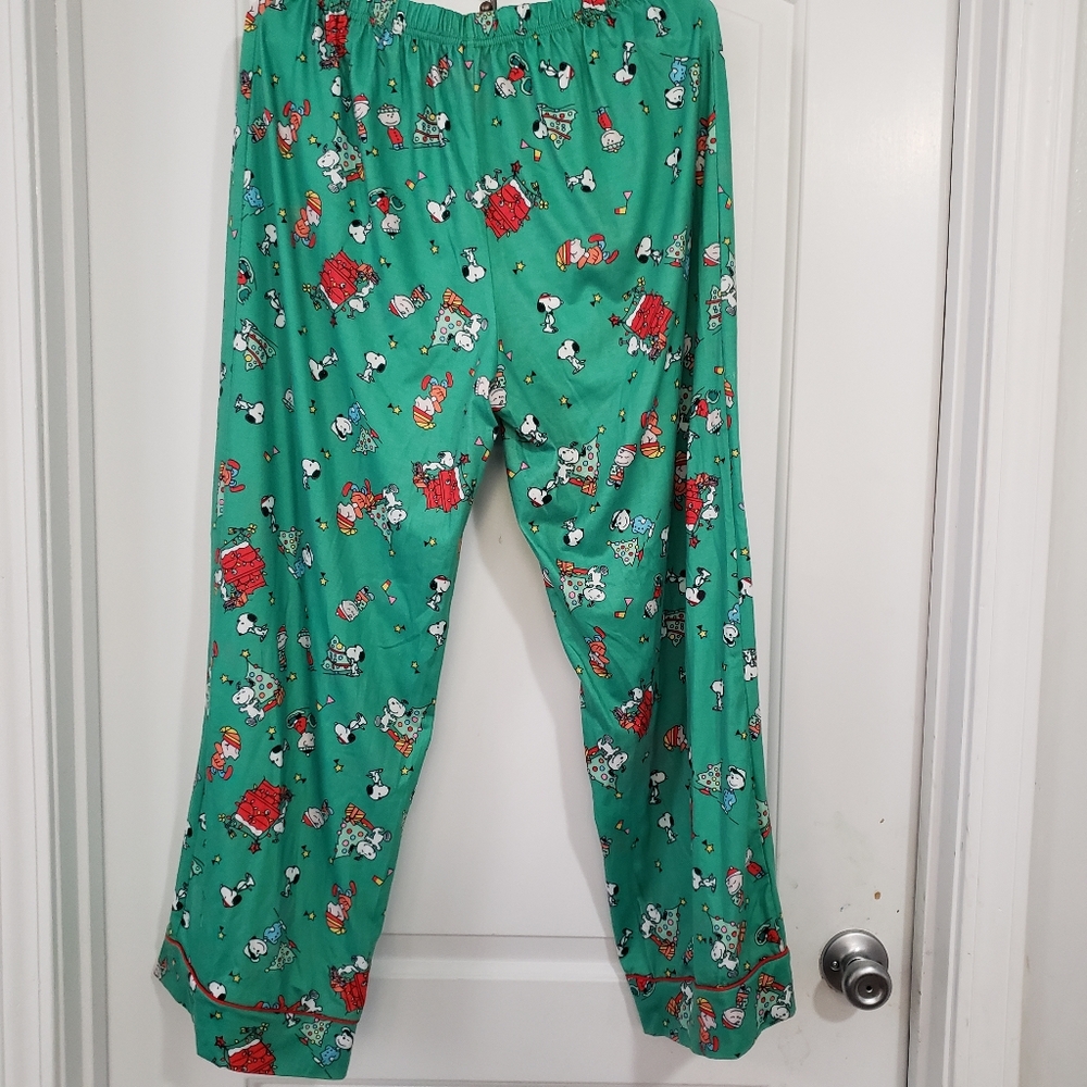 Snoopy/Peanuts print green elastic pj pants sz XL
